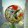 Retro Stained Hummingbird Butterfly Flower Film Window Glass Electrostatic Stickers Colorful