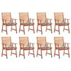 Exclusive House - Outdoor Dining Chairs Set of 8 and Cushions Solid Acacia