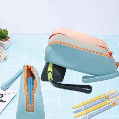 Astuccio per Matite Porta Pennelli da Trucco da Viaggio Cerniera Liscia Rettangolare Impermeabile Portatile Custodia in Silicone per Pennelli Organizzati