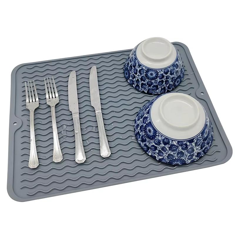 Silicone Dish Drying Mats Thickness Heat Resistant Trivet Drip Tray Cup Coasters Non-slip Pot Holder Table Kitchen Accessories