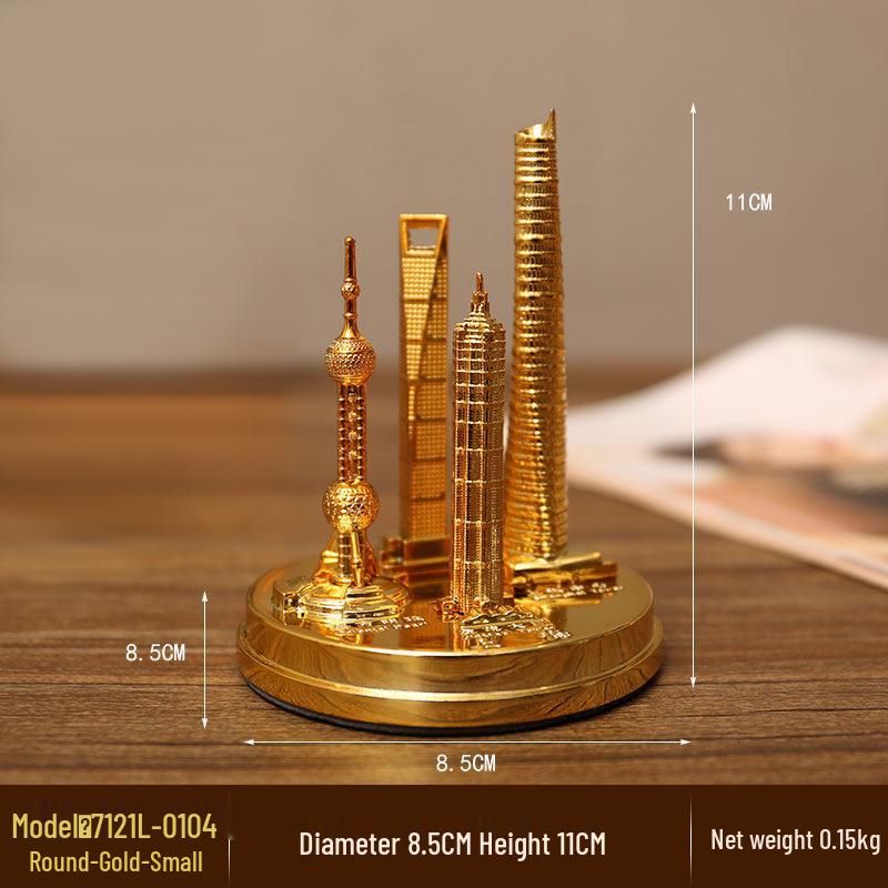 Envy Porcelain Oriental Pearl Tower Model: Shanghai Architectural Souvenir Figurine for Desktop Decoration.