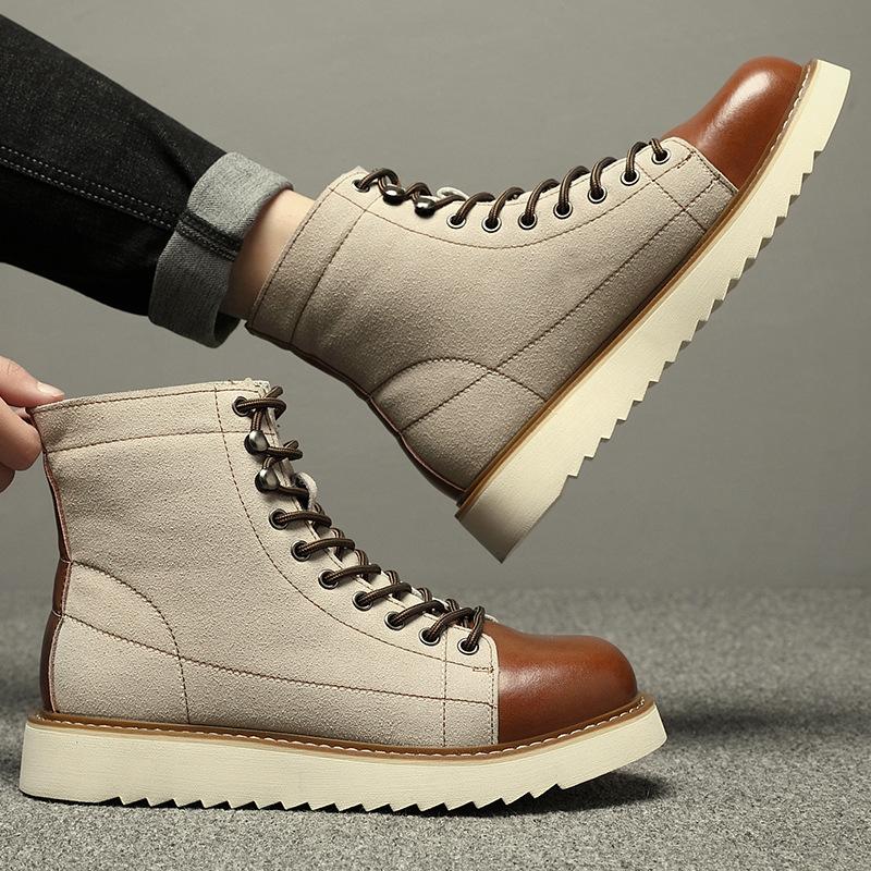Leather Martin Boots Men's High-top Ami Kaji Short-face Boots Men's British Style Retro High-end Mid-top Men's Shoes