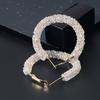 Rhinestone Large Circle Design Women Girls Earrings Ear Studs Plating Alloy Earrings Jewerly Gifts