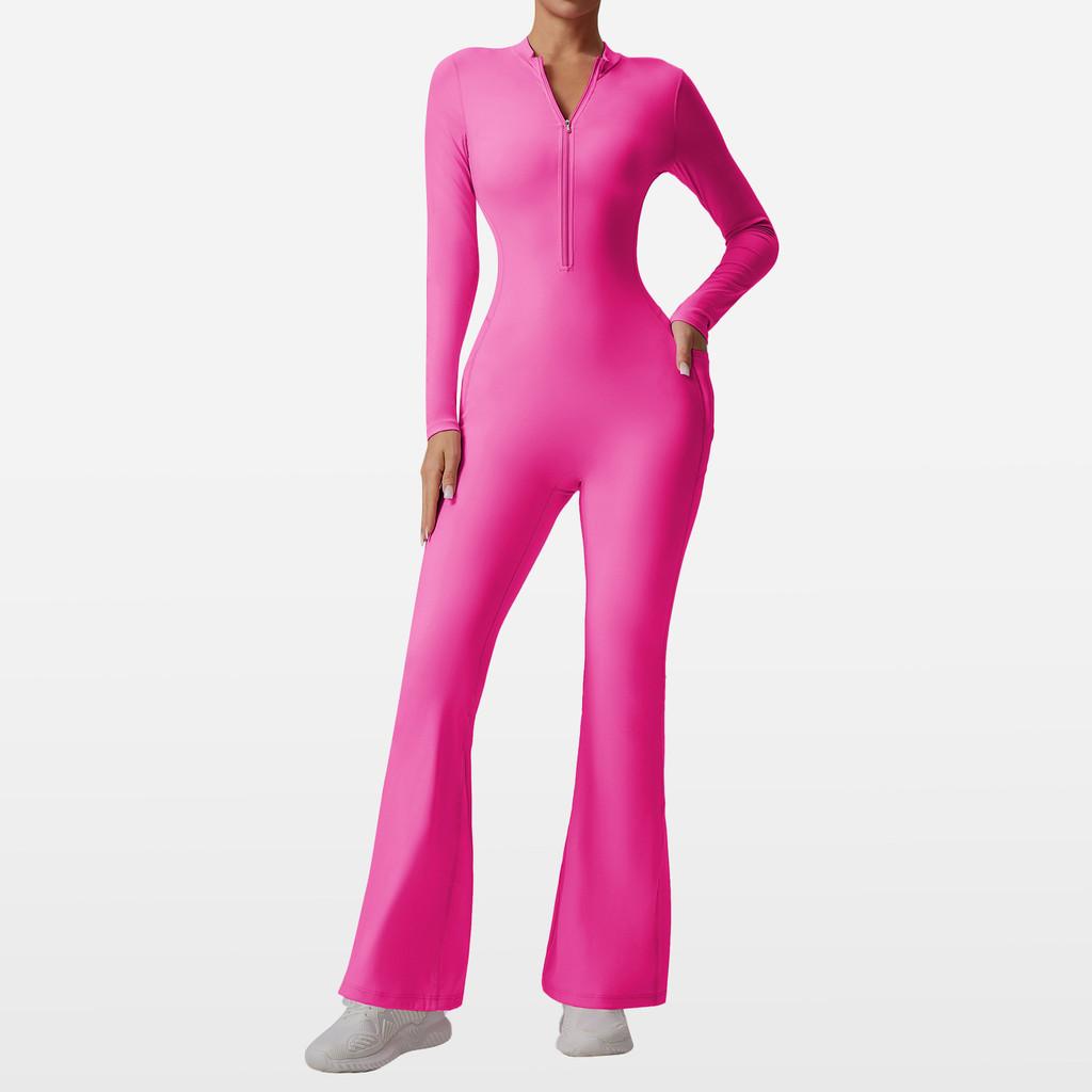Yoga Jumpsuit With Moisturewicking Fabric Long Sleeve For Fitness And Workout