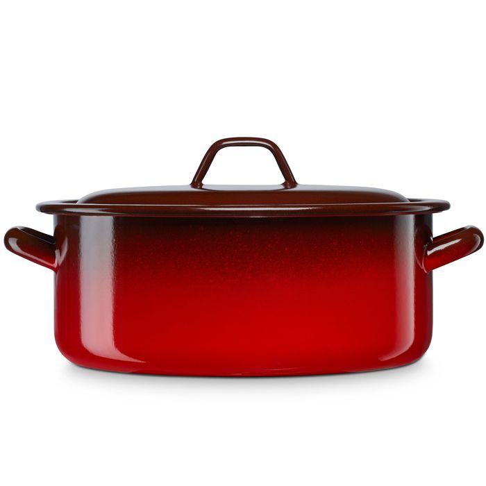 Faitout À Induction 24cm, Marmite 4,4 L Avec Couvercle Acier Émaillé Tous Feux Briebe Ignea Rouge 03585