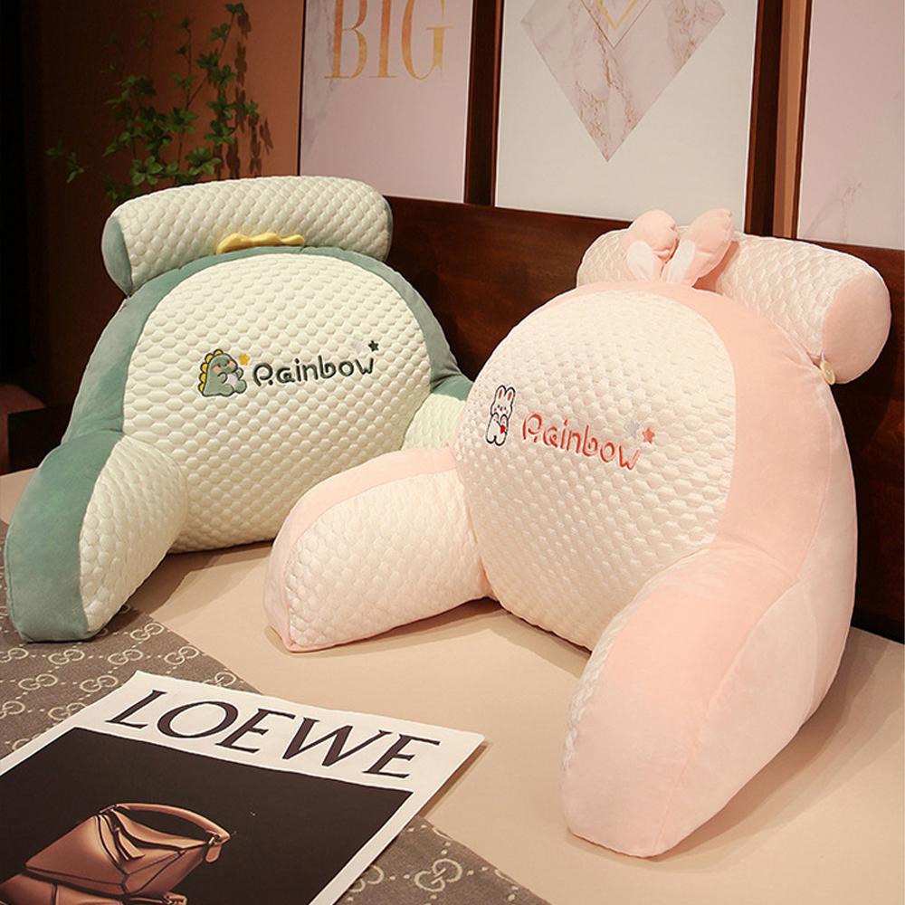 Cartoon Bed Reading Pillow Backrest Cushions with Arms Lumbar Cushions for Watching TV, Sitting In Bed, Reading