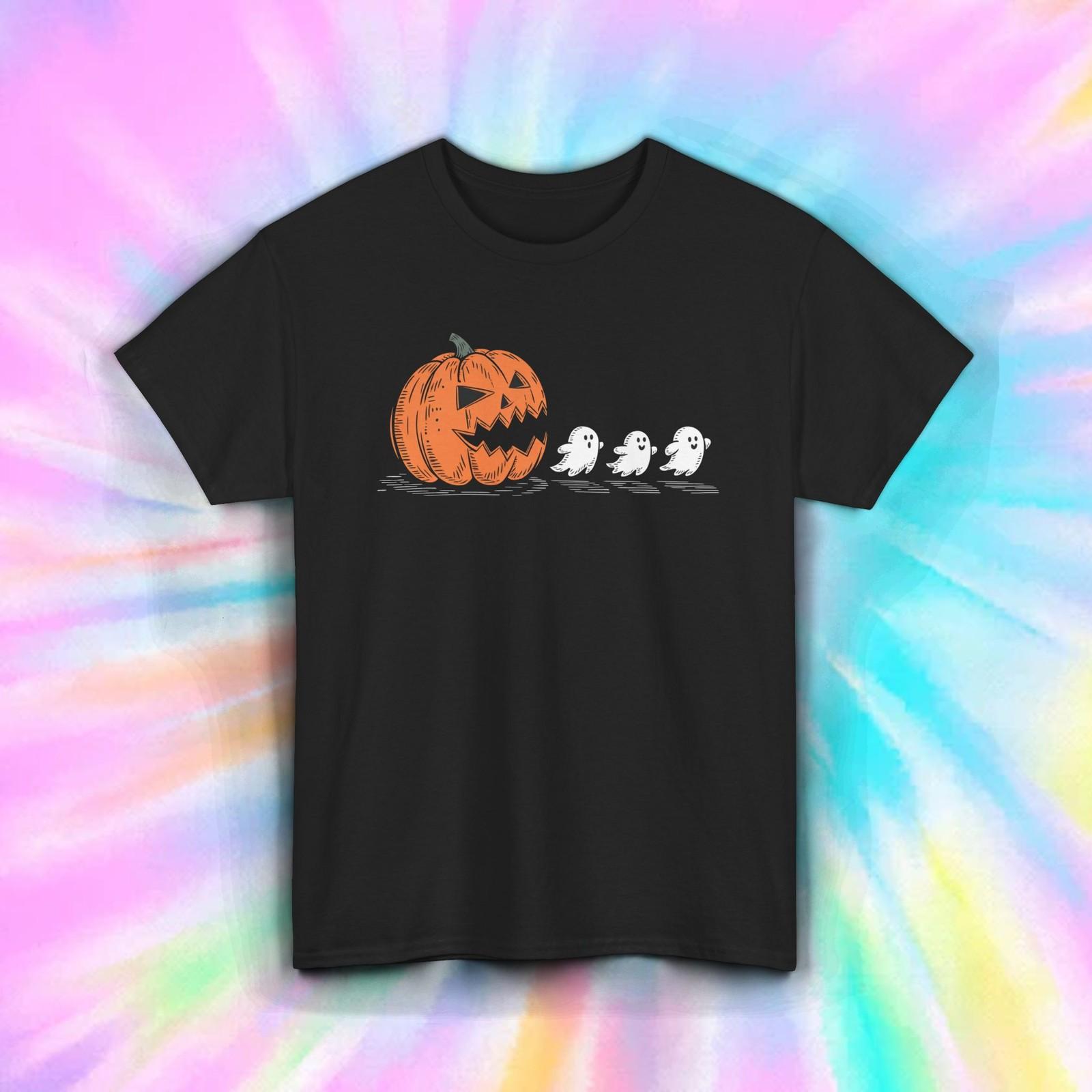 Pumpkin Eating Ghosts Shirt | Funny Halloween Jack-O-Lantern Graphic Tee XXXL