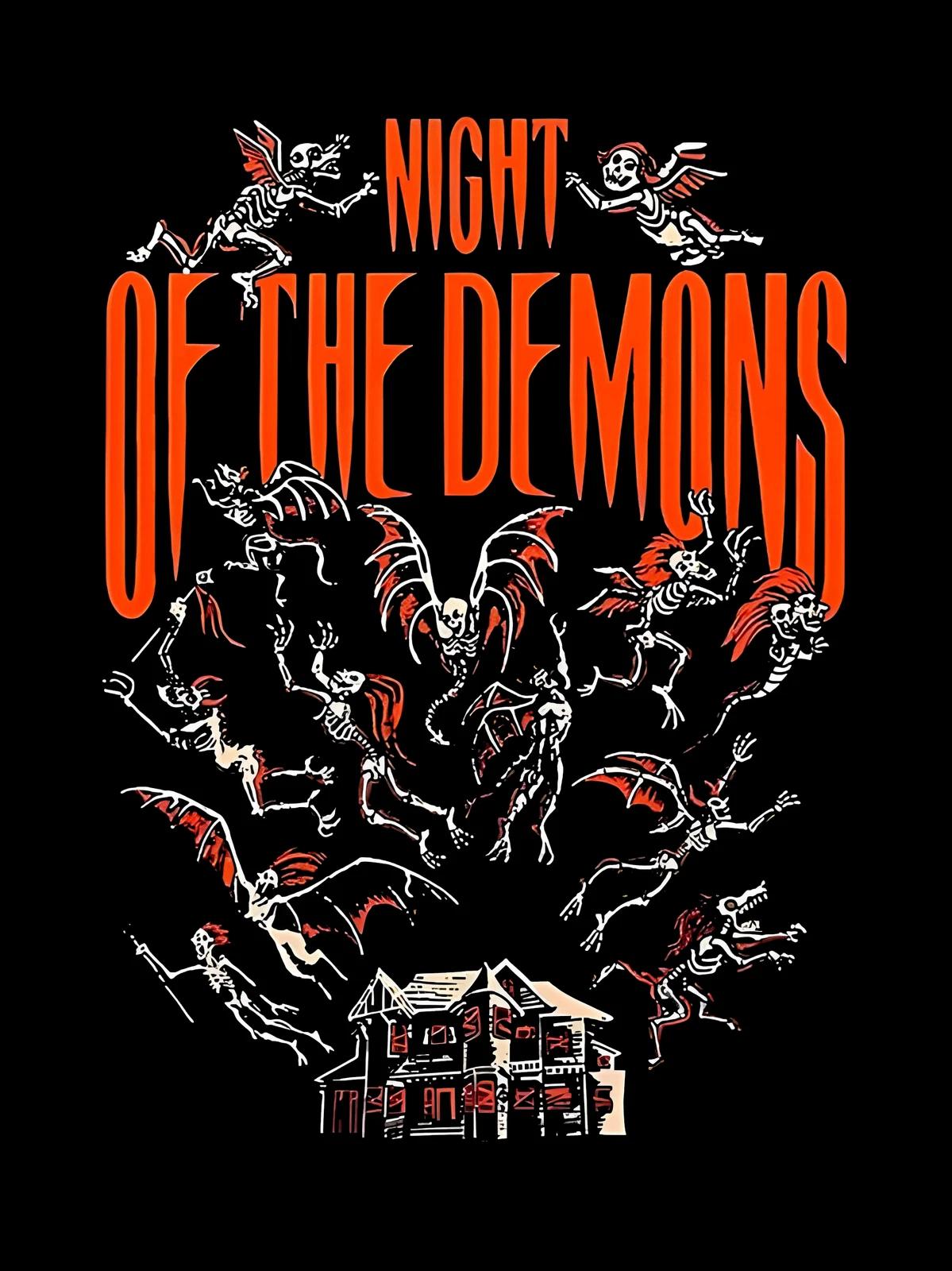 Night of the Demons Title Screen T-Shirt | Haunted House Design, Horror Tee S