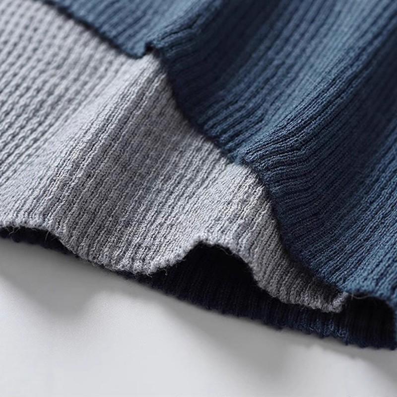 Womens Early Knit Top Asymmetrical Color-Block Ribbed Crewneck Slim Fit Pullover