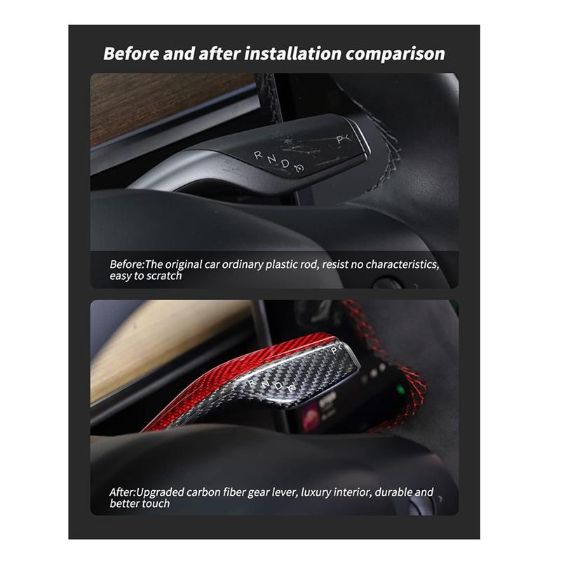 2PCS Car Shift Lever Accessory Car Real Carbon Fiber For Tesla Model 3/Y 2016--A87Q