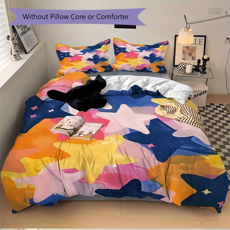 3pcs Star-shaped Decorations Bedding Set, Ideal for Home Use, Suitable for Bedroom Decor (1*Duvet Cover + 1/2*Pillowcases, No Core) Yy250821222
