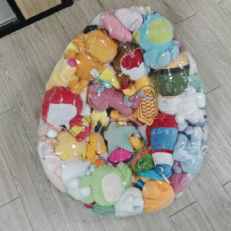 User Friendly PVC Clear Oversized Storage Sacks Holds 100 Plus Plush Toy And Transforms Into Supportive Bean Bag Chair
