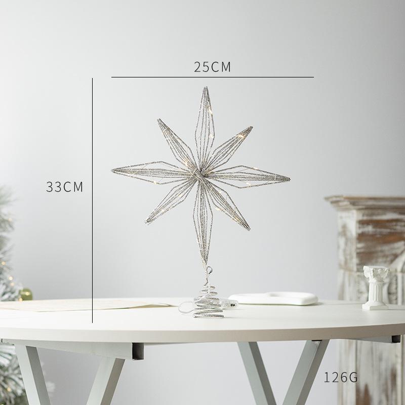 Luminous Wrought Iron LED Pentagram Tree Topper Star Decoration