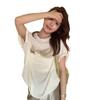 Korean apricot bow print short-sleeved T-shirt women's summer new loose and versatile slim crew neck top