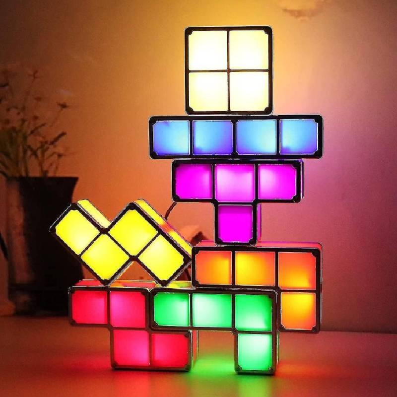 Tetris Led Night Light With 7 Colors Creative Stacking Block For Bedroom Decor
