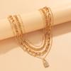 Kunjoe Bohemian Stylish Fashionable U Shaped Link Chain Choker Pendant Necklace Girl Crystal Stone Rhinestone Lock Women Pendant Pendant Necklace