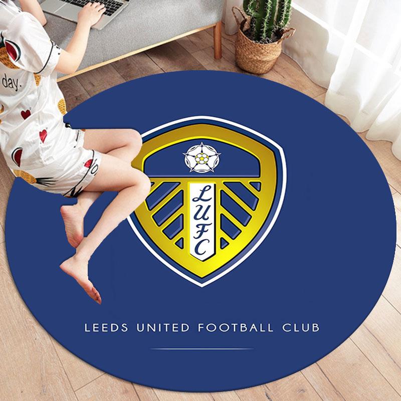 Leeds United Round Area Rug,Carpet Rug for Living Room Bedroom Sofa Playroom Decor,Non-slip Floor Mat