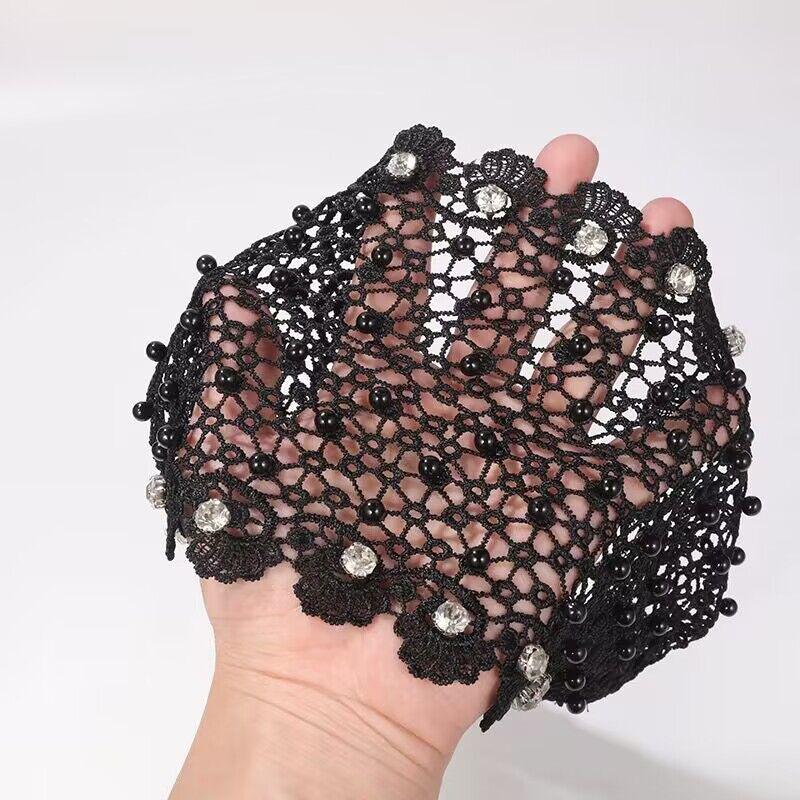 Breiter hohler Stirnband mit Perlen, Douyin-Promi-Stil, kaschiert graue Haare, vielseitige Kopfbedeckung/Kopftuch