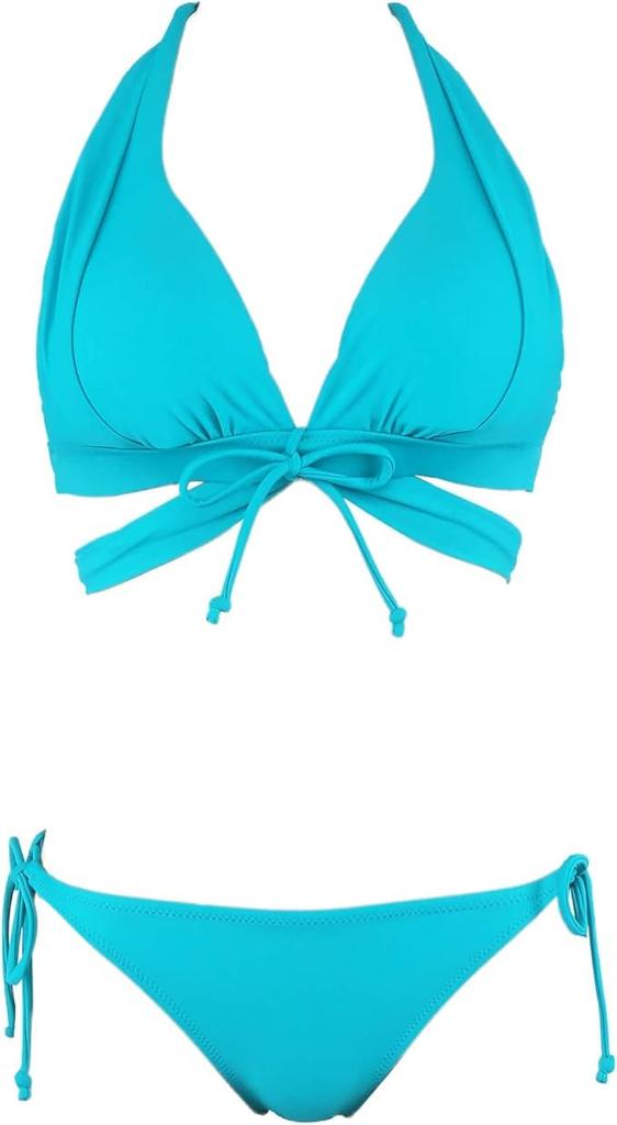 Swimwear Bikini natural but firm Up green [Sanai Paradise] set, [Natural Bra], non-wired bikini, 55-53-3-1652,