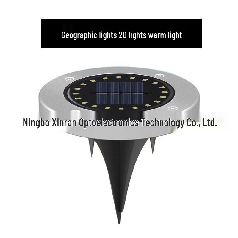 Solar Edelstahl 8-LED Bodeneinbauleuchte für Rasen- & Hofdekoration