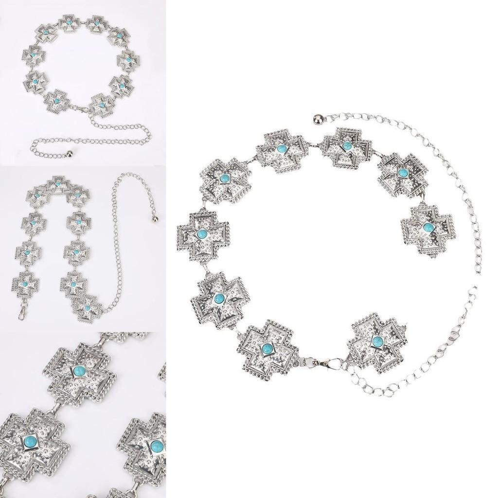 Bohemian Cross Turquoise Waist Chain For Women With Metal And Resin Buckle For Statement Fashion