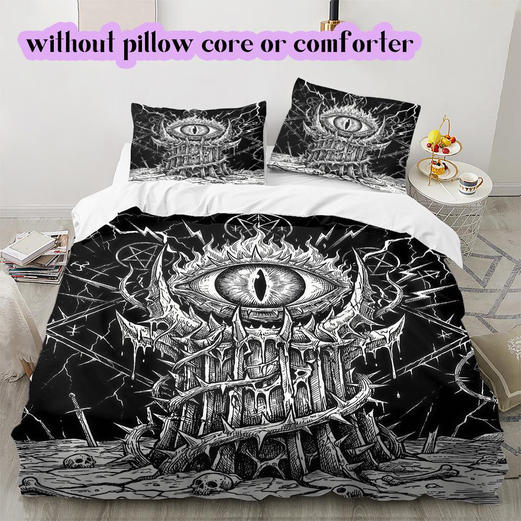 Thorn Gothic Dark Pattern Bedding Quilt Set Quilt Cover Pillowcase Home Decoration Birthday Gift (1 * duvet cover + 2 * pillowcase, without core)