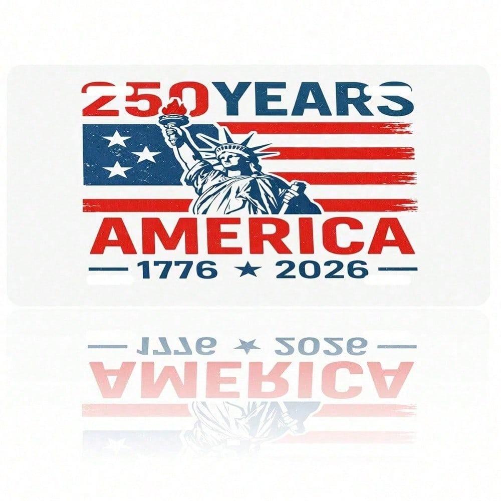 USA 250th Anniversary License Plate 5.9x11.8in, 1776-2026 Patriotic Aluminum Auto Tag for Car Truck SUV, Rustproof Front Mount