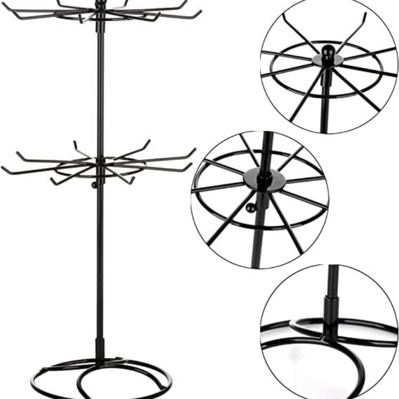 Jewelry Display Stand 2 Tier Round Metal Necklace Organizer For Hanging Earrings Rings Bracelets Watches Hair Band Storage Rack