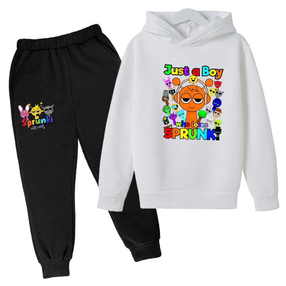 Sprunki Kids Clothes Hoodie+pants Age 2-12 Boy Girl Incredibox Anime Figures Sweatshirt Spring Autumn Pullover for Children Sets