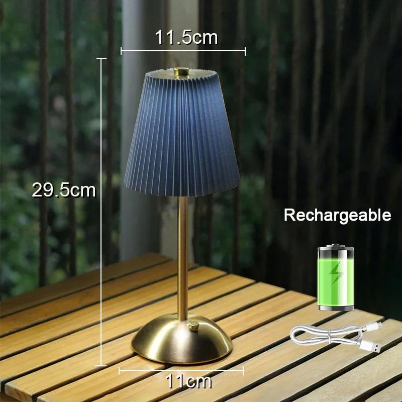 

Rechargeable Pleated Table Lamp USB Nightstand Cordless Desk Light for Bedroom Living Room Home Bar Office Decor Lamp