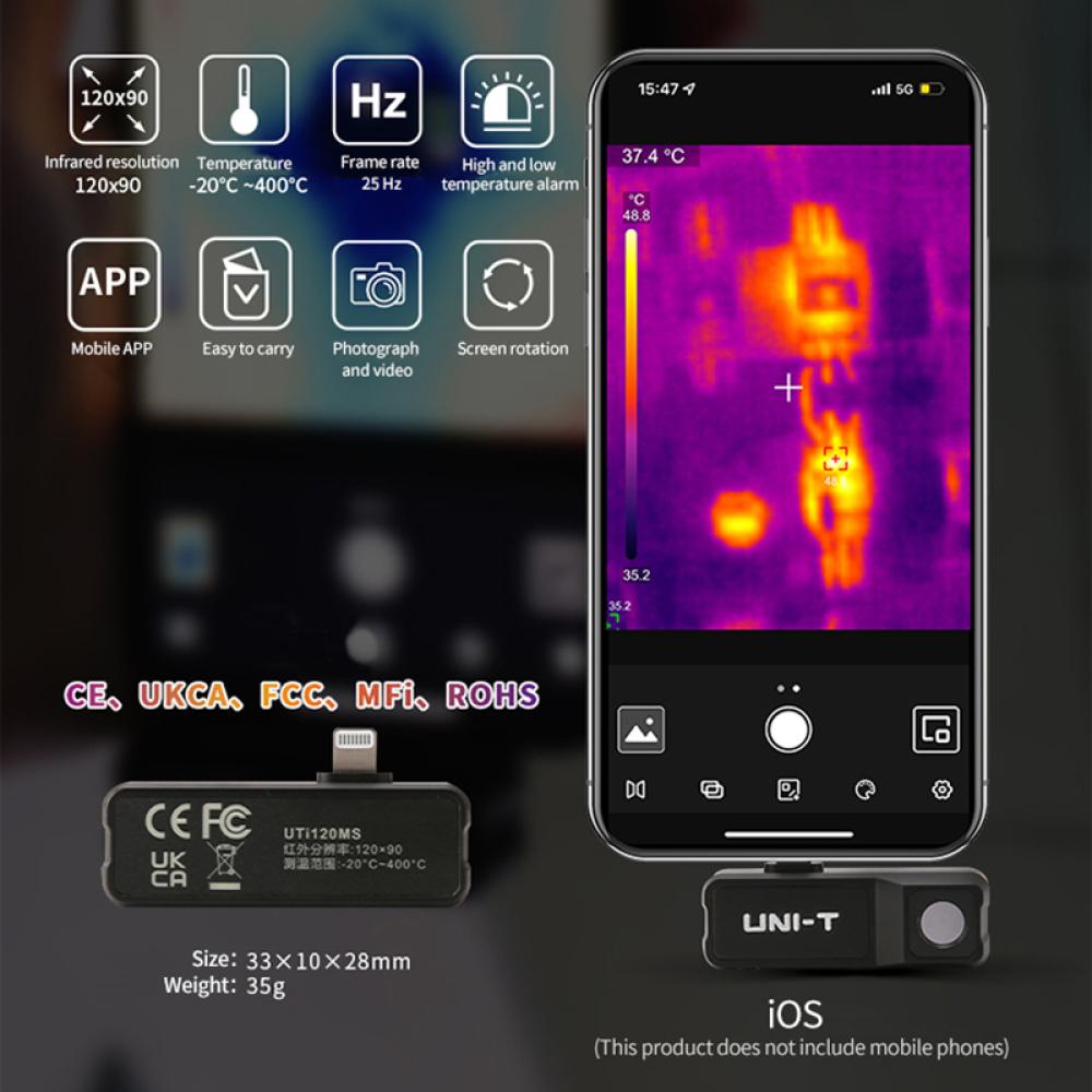 UNI-T Thermal Imager For Phone UTI120MS Thermal Imaging Camera For IOS PCB Circuit Floor Heat Detection
