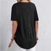 Spring Summer Solid Color T-shirt, Elegant Back Button Design, Casual Top for Women, European American Fashion Casual Wear