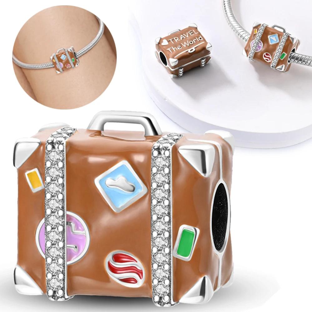 Copper Rocket Plane The Earth Charm Pendant Beads Fit Charm Original Bracelet For Women Diy Jewelry Making