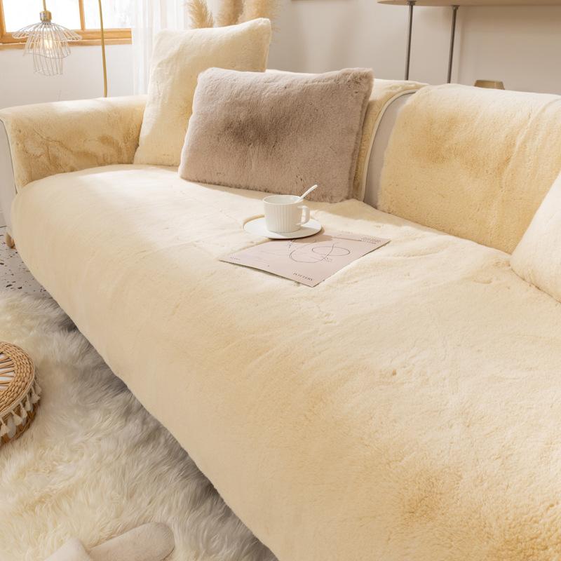 Non-Slip Sofa Cushion Four Seasons Universal Thickened Seat Cover Winter Anti-Rabbit Fur Simple Pouch