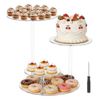 4 Tier Cake and Cupcake Stand Clear Acrylic Round Dessert Display Stand for Wedding Graduation Party Birthday Family Gathering