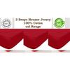 Fitted Sheets - SOFTNESS - 3 Pieces - 160x200cm - 100% Cotton - Red - Stretchable 25-32cm