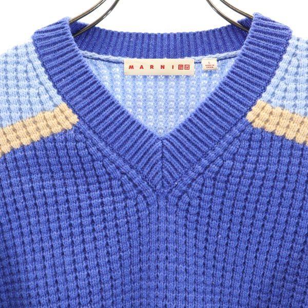 UNIQLO x Marni wool blend Long sleeve popcorn knit L MARNI V-neck sweater Women Used