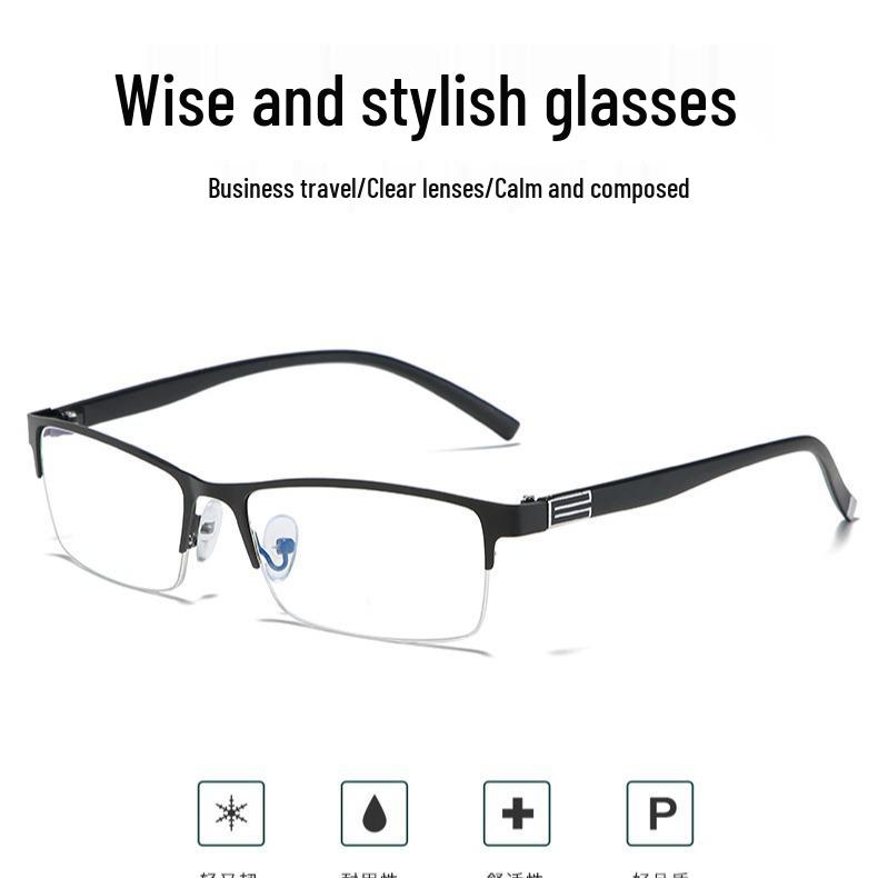 Color-Changing Men's Classic Half-Frame Myopia Glasses