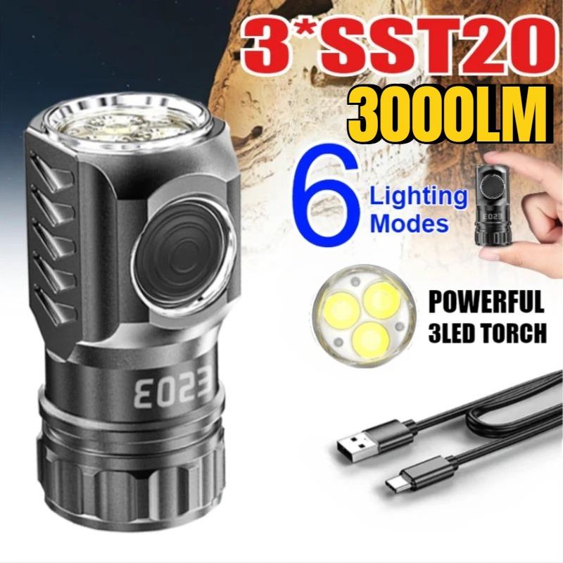 Powerful LED Flashlight USB Rechargeable Torch Waterproof Emergency Lamp Super Bright Portable Mini Torch for Camping Fishing