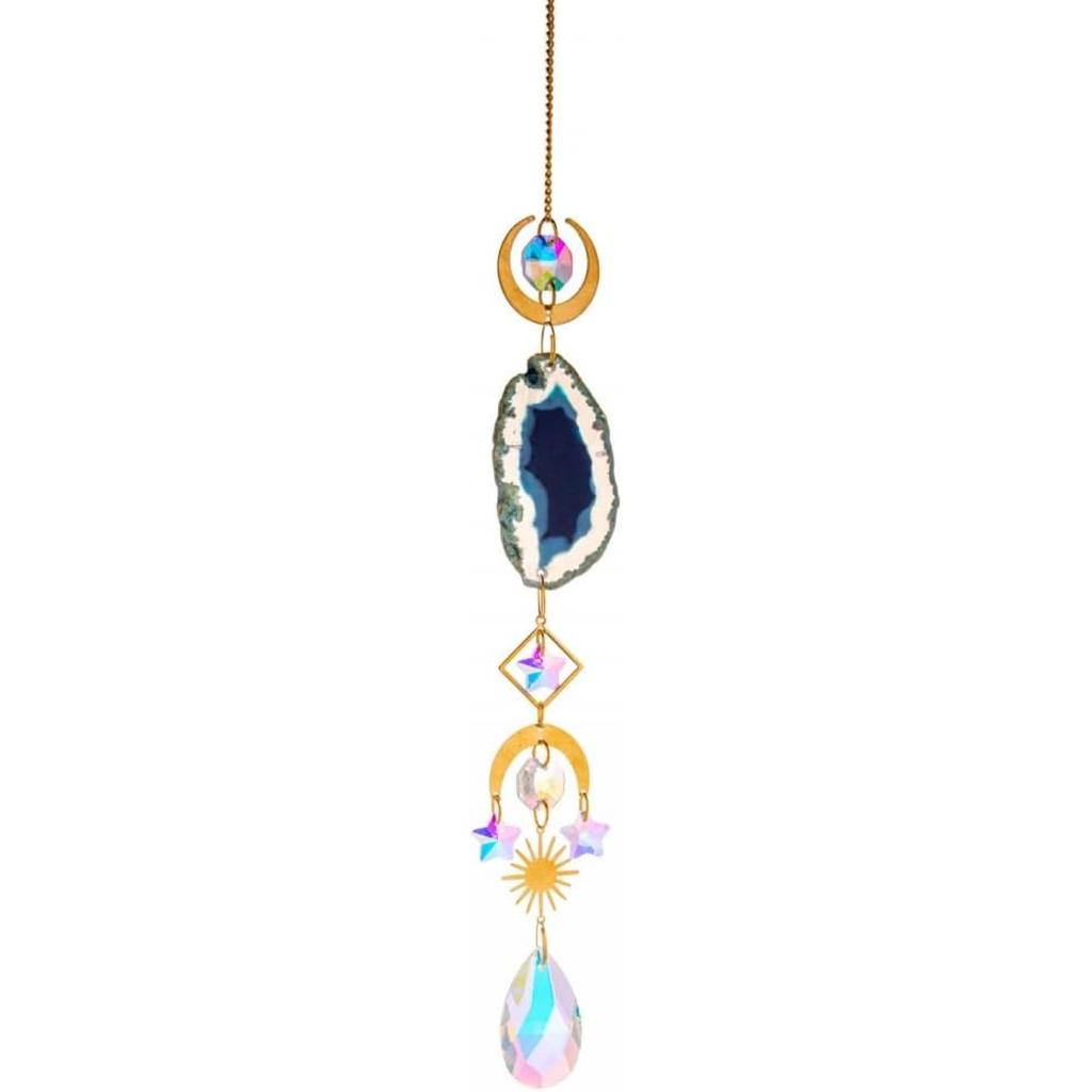 Agate Car Hanging Ornament, Swinging Rear View Mirror Pendant Crystal Car Interior Decorations for Men Women Car Office Room