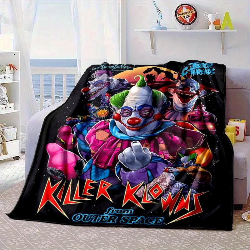 Clown Horror Decke Flanelldecke für Bett, Sofa, Camping, Wandern, Picknick Zubehör, Geschenk für Familie Fan Geschenke