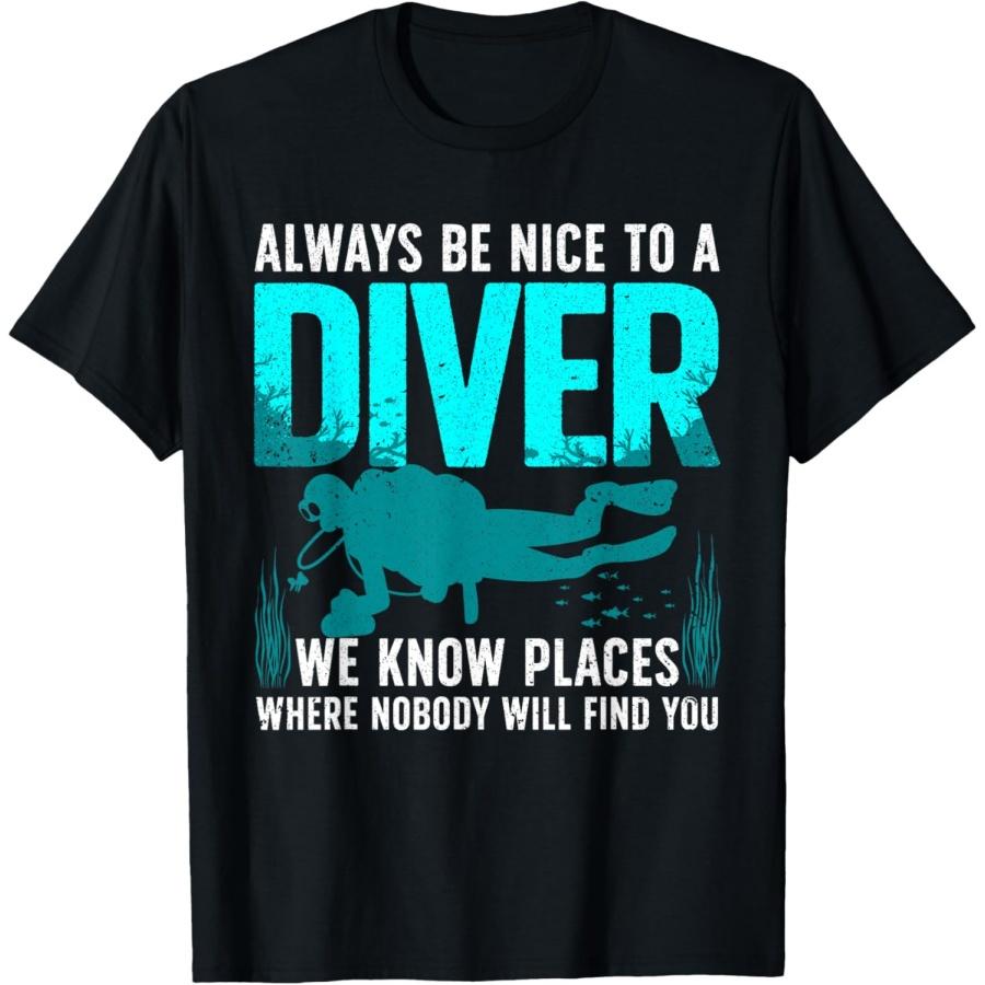Cool Scuba Diving For Men Women Open Water Ocean Diver Lover T-Shirt S