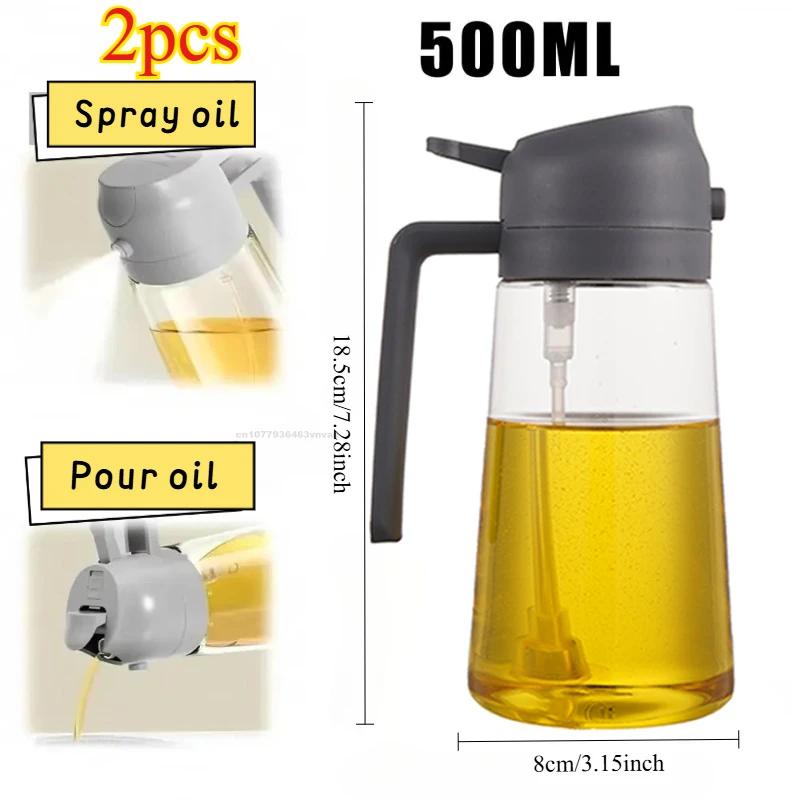 2 In1 Oil Spray Bottle Plastic Kitchen Barbecue Cooking Olive Oil Dispenser Oil Jar Baking Vinegar Soy Sauce Spray Container