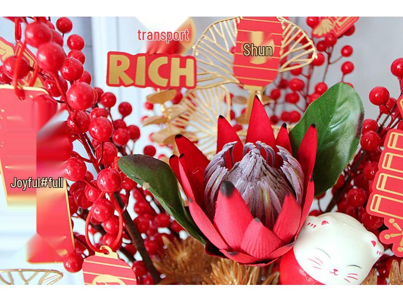 Fortune Fruit Red Berry & Holly Flower Arrangement - New Year Spring Festival Gift