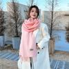 Autumn and winter new solid color cashmere scarf women's high-end sense thickened warm double-sided two-color fringed shawl scarf