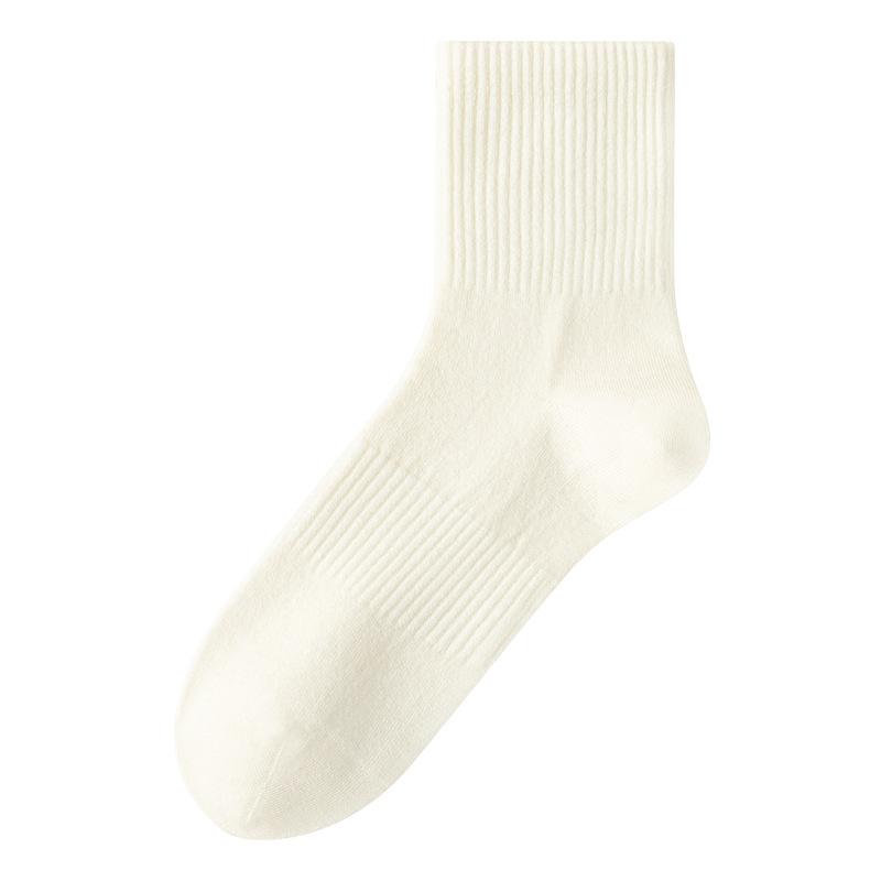 Women's Autumn Woolen Warm Mid-leg Socks, Women's Socks, Antibacterial and Deodorizing, Thickened White Long Socks for Autumn and Winter