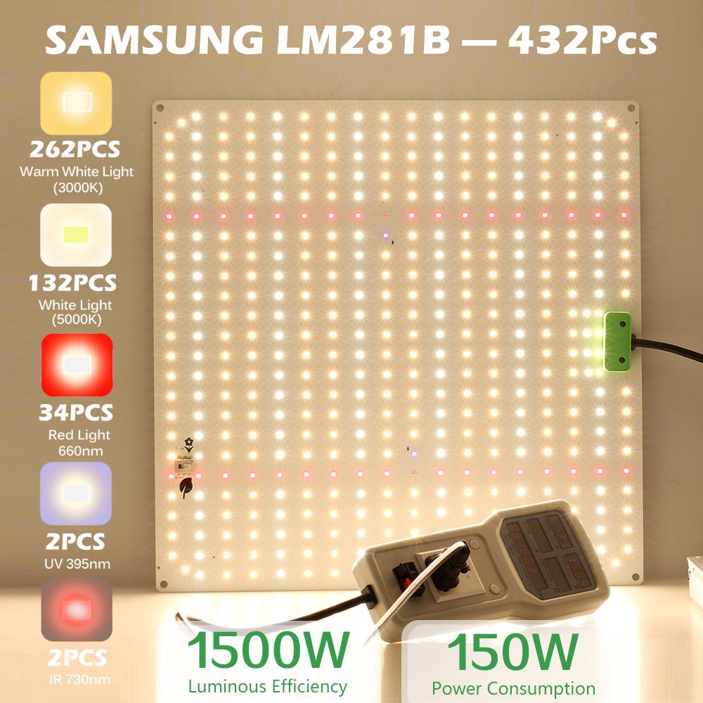 Lumină pentru plante Quantum Board 120W cu reglare temporizată și Lampă de creștere cu spectru complet 150W