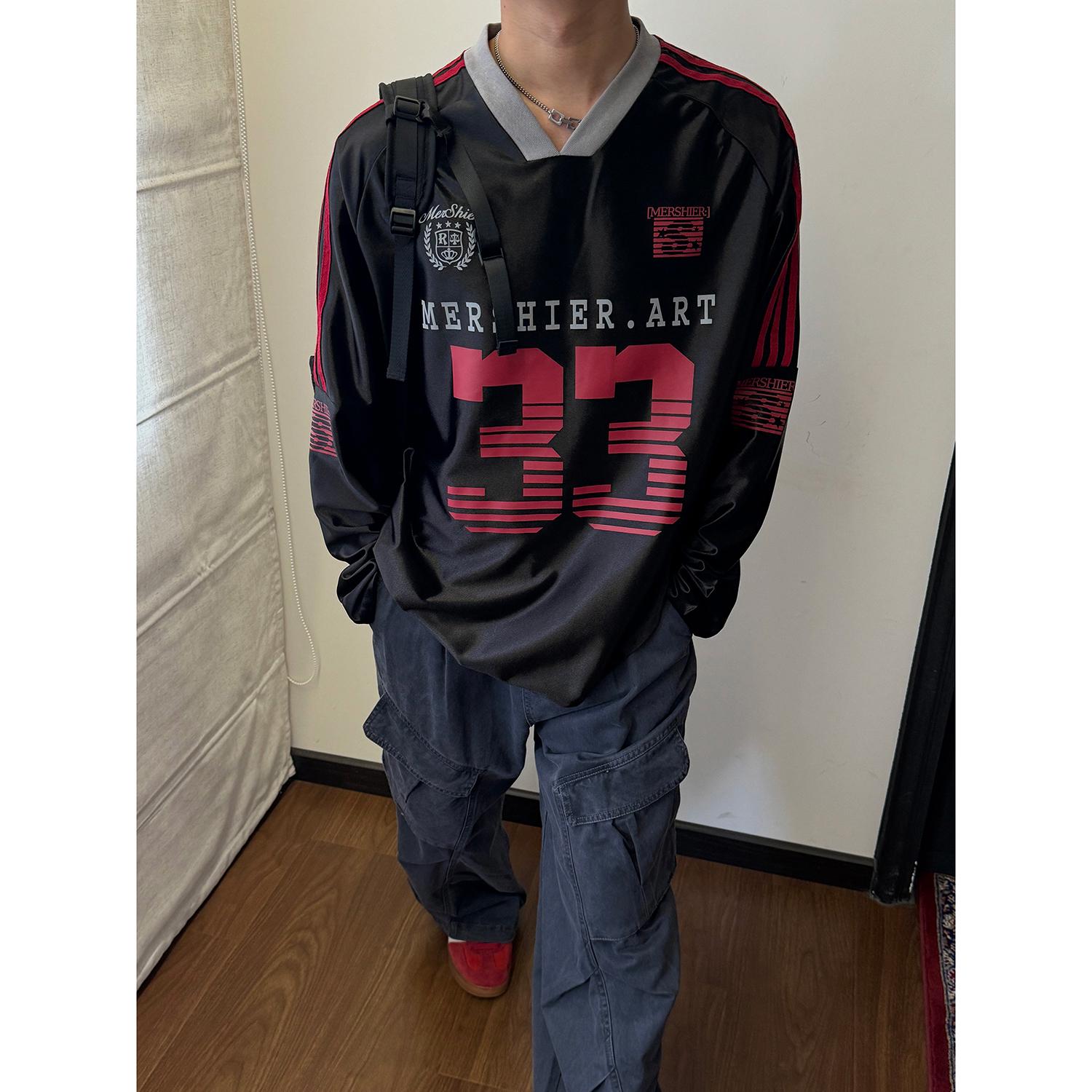 

Ретро американская спортивная майка с V-образным вырезом: Верхняя одежда с длинным рукавом и защитой от солнца L чёрный