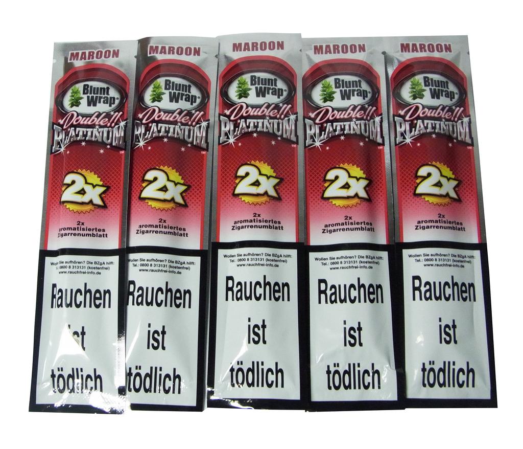 Set of 5 BluntWrap Double Platinum Blunt Wrap Double Platinum 5 Packets (Maroon (Wet Cherry)) [Item]