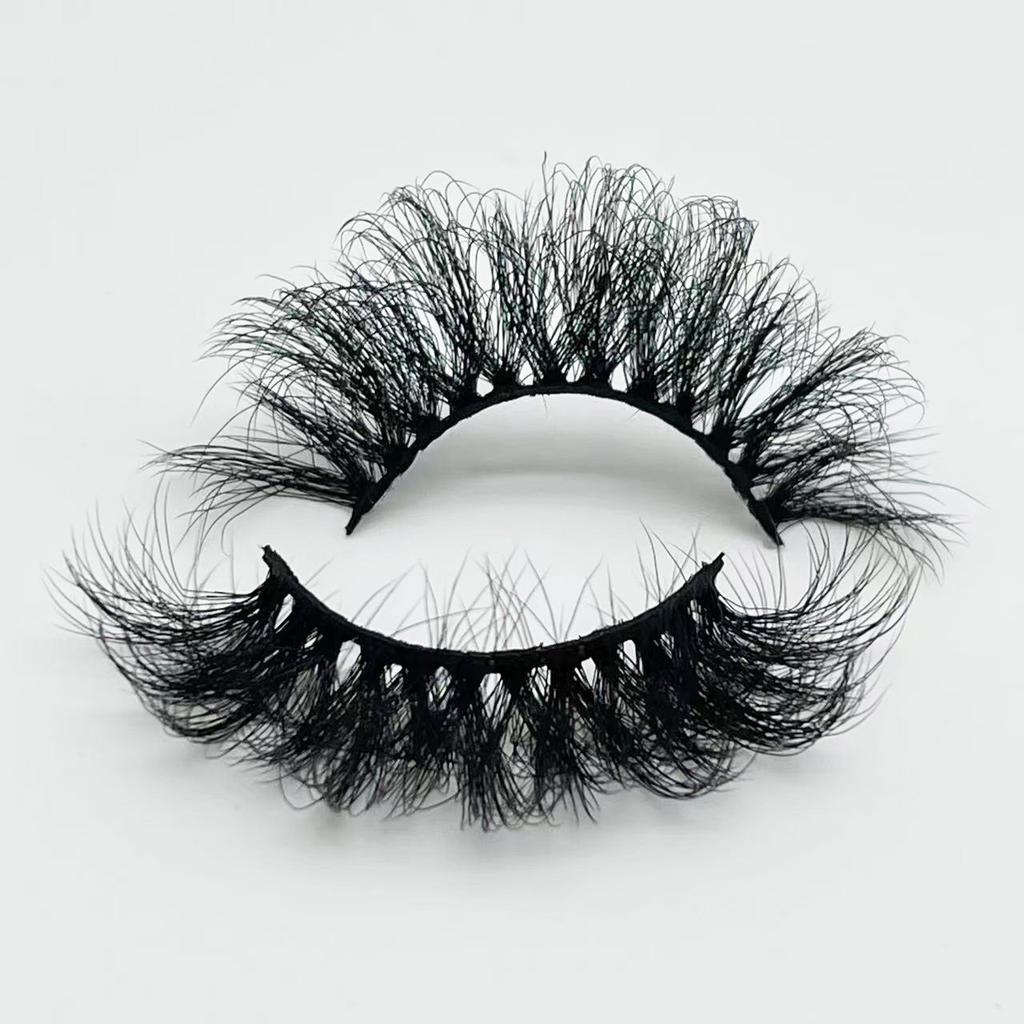 25mm Mink Eyelashes Russian Curly Eyelashes European And American Thick Messy Fried Hair False Eyelashes